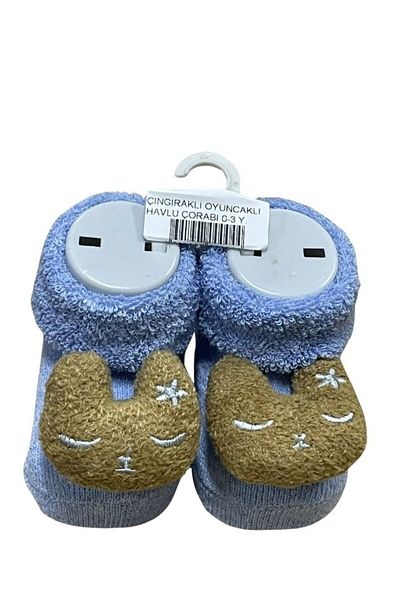 Akface Organic Cotton Towel Thermal Newborn Girl Boy Baby Socks with Rattle and Sound Toy