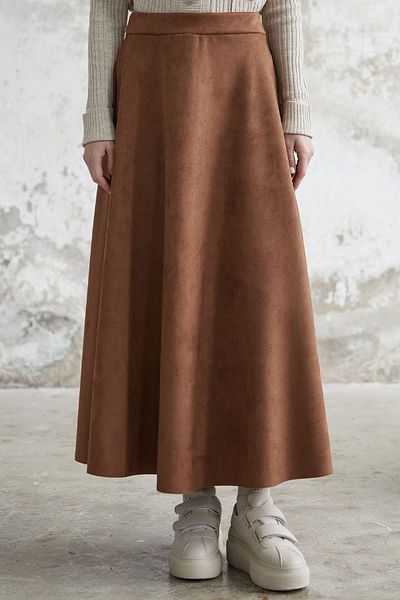 InStyle Fustă din piele întoarsă Elisha - Maro