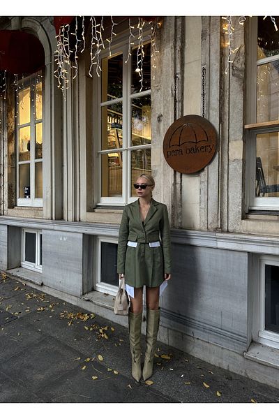 R&G RIMANERE GIOVANI Pleated Mini Woven Jacket and Skirt Set