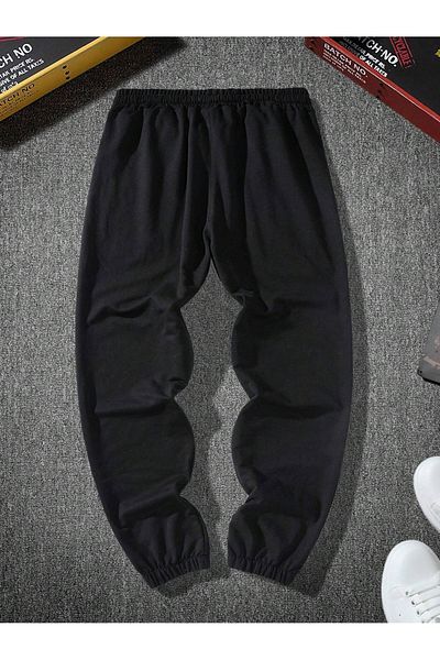 Boi Paris Stripe Sweatpants Jogger - Μαύρο εμπριμέ ψηλόμεσο λαστιχένιο πόδι
