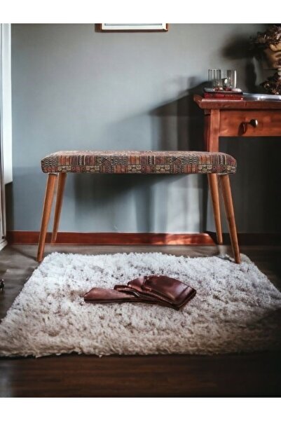 tubihome Digital Desenli Ahşap Ayak Bench