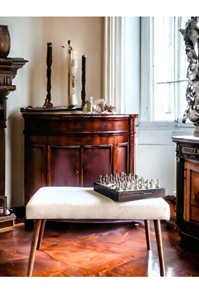 tubihome Digital Desenli Ahşap Ayak Bench