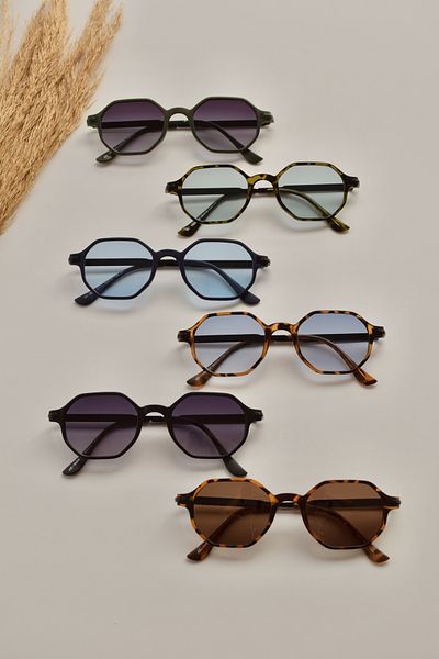 LOOKUP NEW Unisex Blue Navy Blue Sunglasses with UV400 Protection - Square Pentagonal