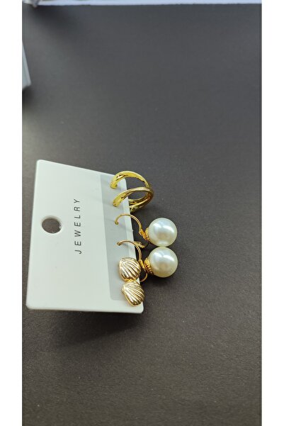 Candy İncili Desenli Halka Set Küpe