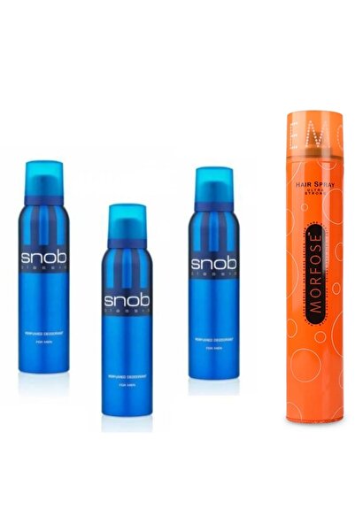 Snob For Men Classic Deodorant 150ml X 3 Adet + Morfose Ultra 400 Ml Sert Saç Spreyi 1 Adet