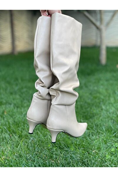 M&B COLLECT حذاء VERN TEN تحت الركبة بكعب قصير وكعب قصير