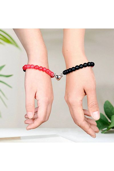 SKMİ Magnetic Connecting Hearts Lover and Friendship Bracelet