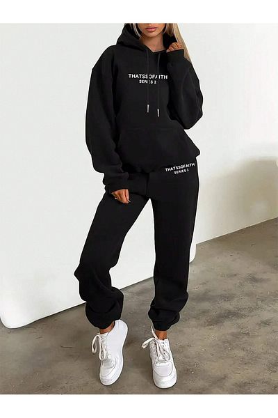 Boi Σετ φόρμας Thatssofaith Combination Bottom Top - Γκρι εμπριμέ μεγάλου μεγέθους λαστιχένια κουκούλα