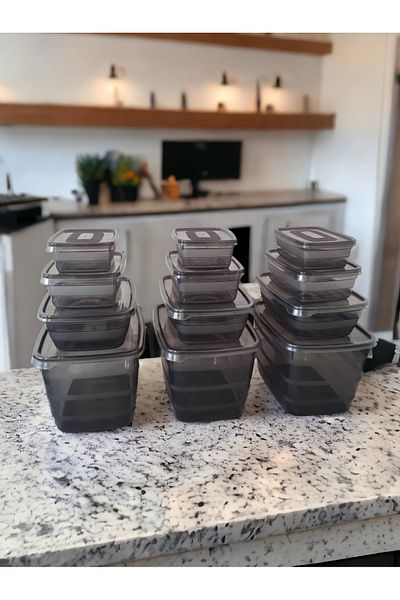 MAVİKÖY 12 Pieces Storage Container Food Container Pantry Box Dowry Set 3x(3.5lt+1.2lt+0.65lt+0.35lt)