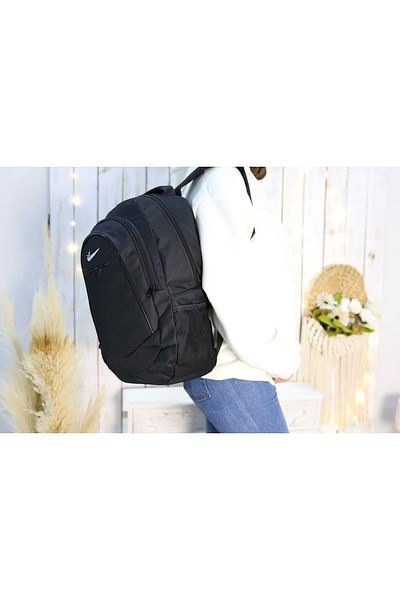 Elentra Black Sport Backpack, Hiking Bag with Compartments, Sports Bag, School Bag, Travel
