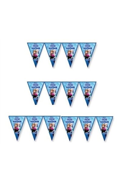 PartAntalya Frozen Elsa Temalı Üçgen Flama Bayrak Doğum Günü Partisi Süsü