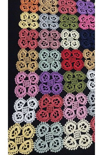 Papatyam Hand Knitted Crochet Embroidery One Piece Cover/Handcrafted Lace Lace Cover/60 x 60 mesh lace hand work