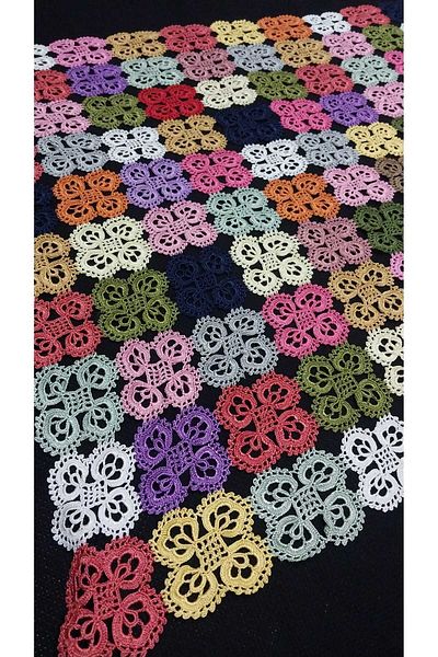 Papatyam Hand Knitted Crochet Embroidery One Piece Cover/Handcrafted Lace Lace Cover/60 x 60 mesh lace hand work