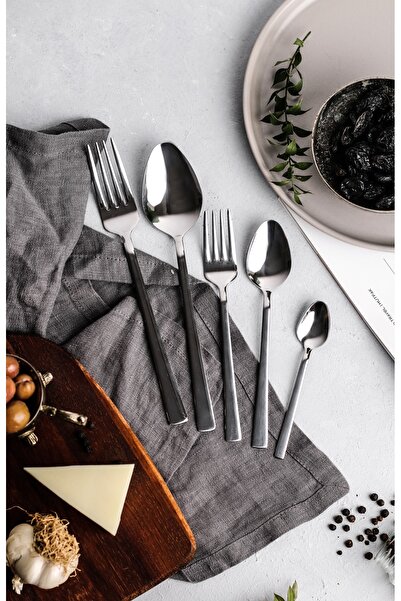KHAKMA 30 Piece Diamond Steel Fork Spoon Set for 6 People PIR5Lİ6K30P