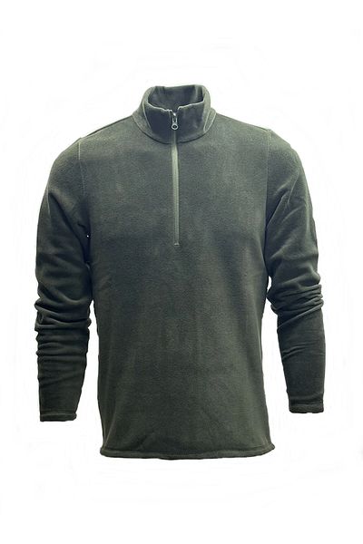 NJM SPORT WEAR Men's Fleece Khaki Anti-pilling Non-Pilling Stand Collar Cold-Proof Fleece Half Zipper
