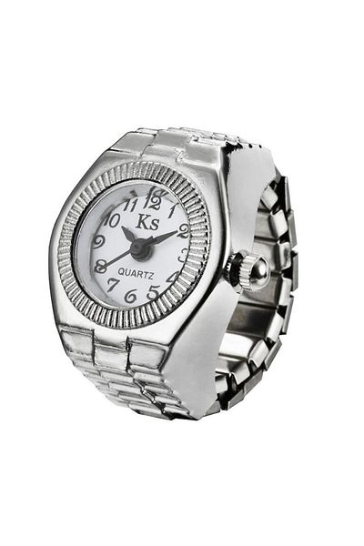 Bozhi Steel Mini Watch Ring, Ring Watch, Finger Watch Ring, White Round Ring Watch