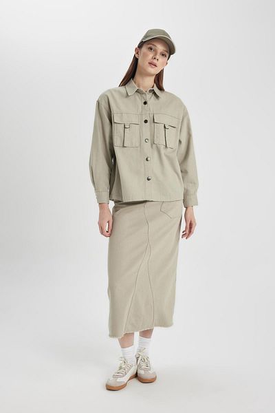 DeFacto Gabardine Fabric Long Skirt - A-line B8645ax24sp