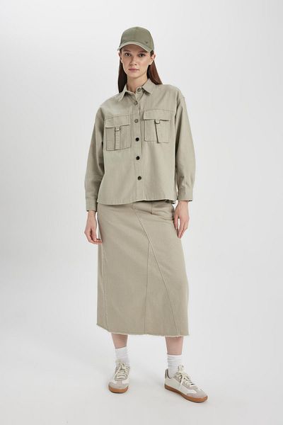 DeFacto Relax Fit Gabardine Langarmhemd Tunika B8648ax24sp