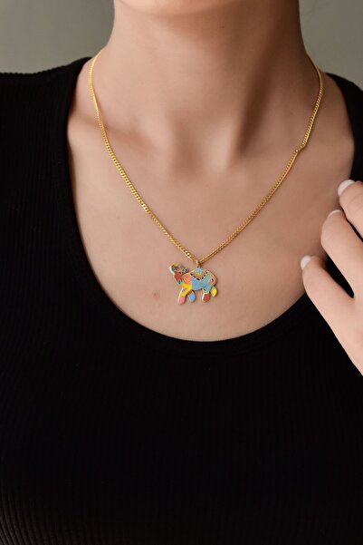 Sinsirella 925 Ayar Gümüş Altın Kaplama Gurmet Zincir Fil Kadın Kolye