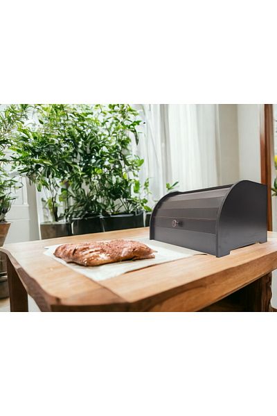 woodluck Wooden Bread Bowl, Top shelf, Sliding Lid, Storage Box