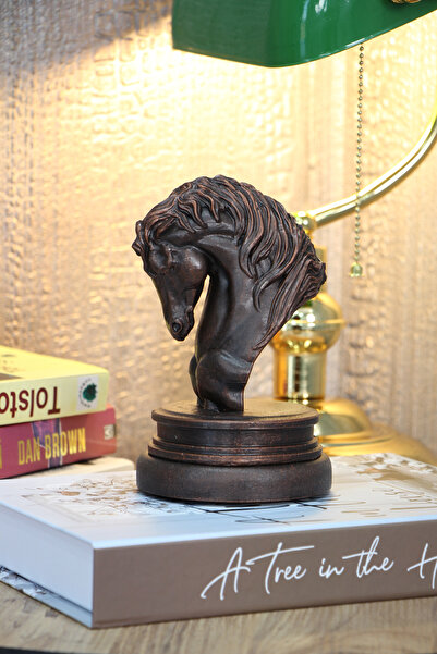 Yapay Çiçek Deposu Antik At Heykeli, At Büstü, At Biblo 17 cm Kahverengi