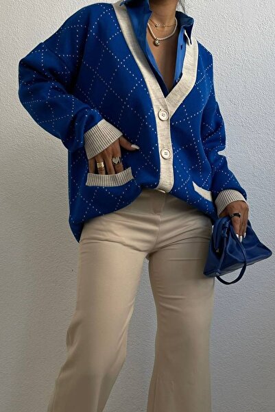 lovebox 6608 Модель з візерунком Oversize жіночий кардиган - Saks