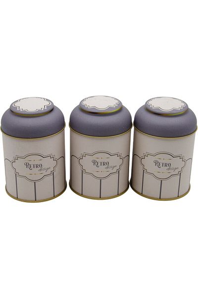 EVLE Erb05u6 Cylinder Metal Storage Container Ø90 Set of 3, Retro