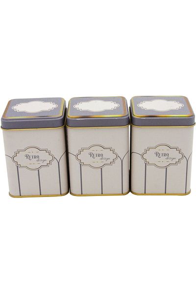 EVLE Erb24u6 Square Metal Storage Container 75x75 Set of 3, Retro