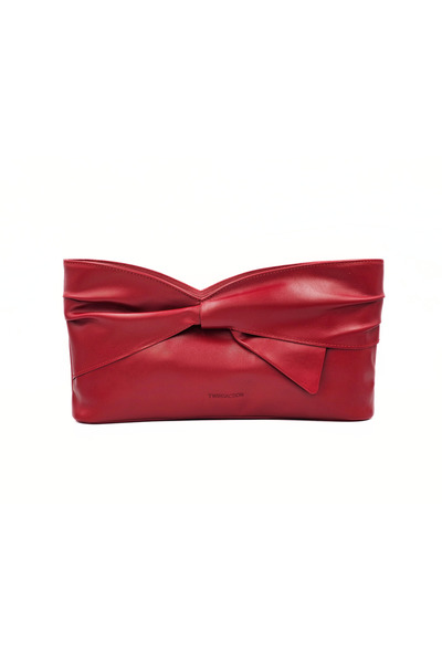 Twinsaction Sorriso Kırmızı Deri El ve Omuz Çantası