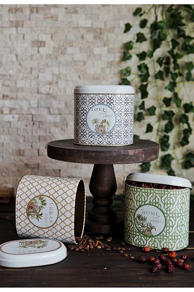 EVLE Erb07u3 Oval Metal Storage Container Set of 3, Forrest