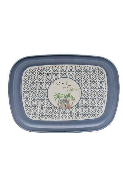 EVLE Ee171-6ı Forrest Gray Love Patterned Oval Tray 24x31 Cm