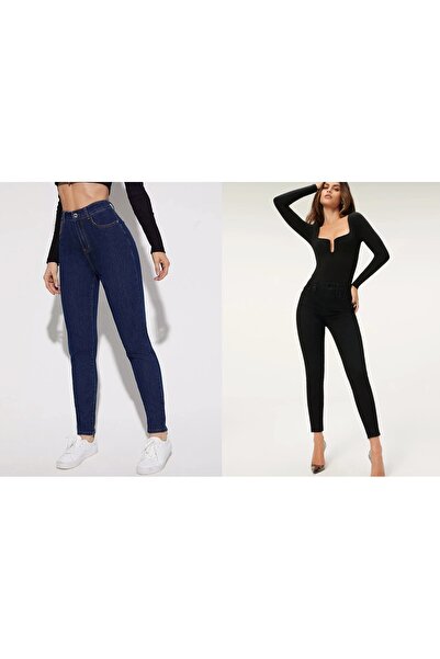 Livik Dvostruki proizvod - crne L Sa likrom İ Zvonaste nogavice ot i srednje ...