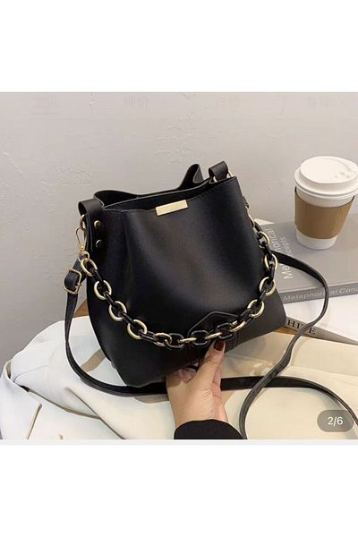 YMZBAG Geantă de mână și geantă de umăr din piele moale cu 3 compartimente pentru femei cu accesorii cu lanț negru