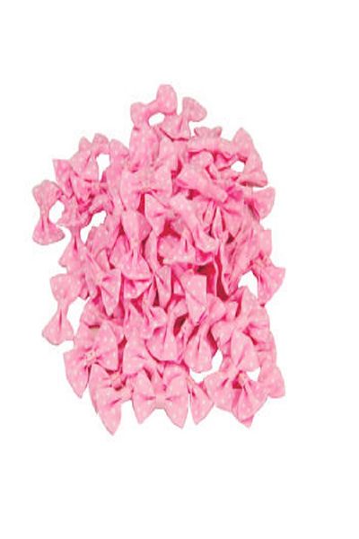 Kazanabil 50 PIECES POOLOLOGY BOW DECORATION MATERIAL 4CM PINK WHITE