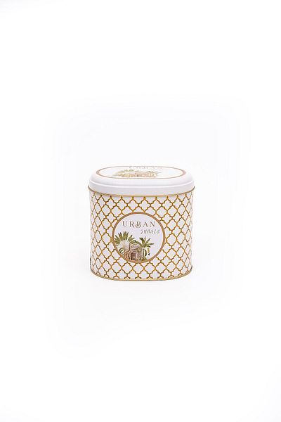 EVLE Er004-7ı Forrest Yellow Urban Patterned Oval Metal Storage Container 11x15 Cm