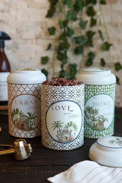 EVLE 3-Piece Metal Storage Container Set Ø105 Food Container Jar Set, Forrest Erb04u3