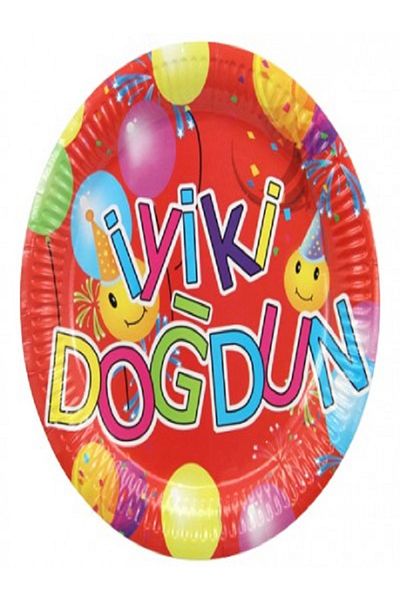 Kazanabil 12 PACK ROUND CARDBOARD PLATE WITH HAPPY BIRTHDAY WRITTEN