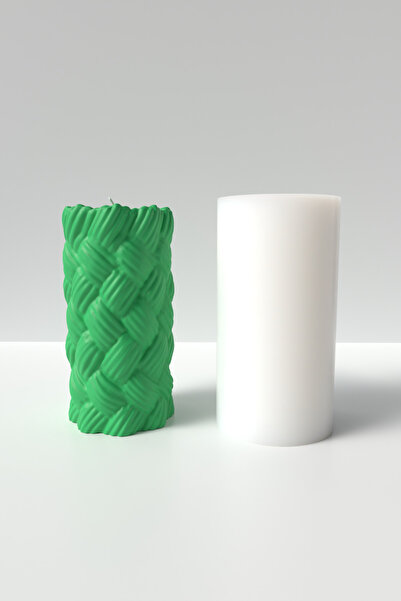 Cageartstudio Desenli Silindir Örgü Mum Silikon Kalıp - Dekoratif Mum Kalıbı ...