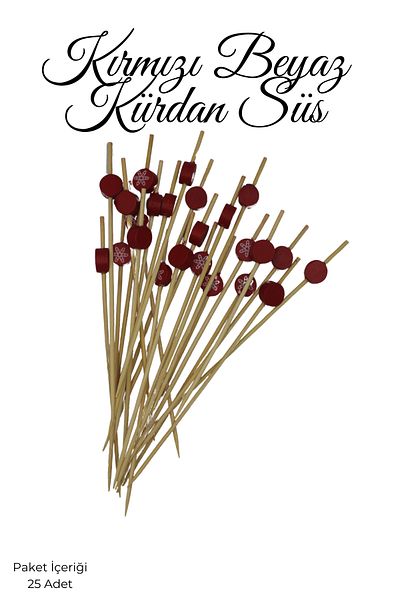 PASTRY PLANET Decorative Toothpick Ornament Sycamore Red White [20 Pieces]