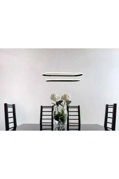 Home 2'li Elips Siyah Kasa Günışığı Led Avize Yemek Masası