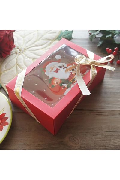 Kutumania Christmas Themed Patterned Transparent Candy Chocolate Candle Holder Gift Box