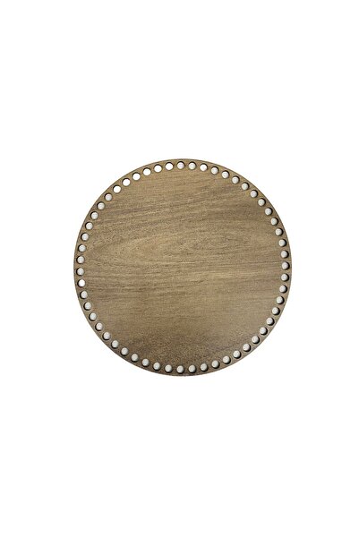 aladepo سلة خشبية قاعدة 25 سم بلوط مدور وجهين 3 مم