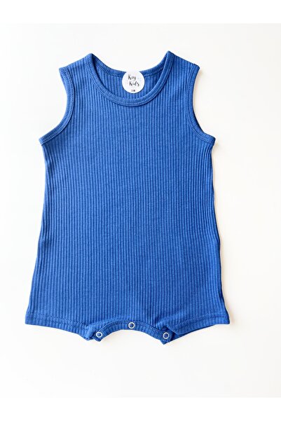 KEY KIDS Saks Blue Corded Strap Romper Organic Modal Jumpsuit 50% Modal 50% C...