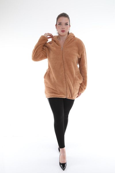 KSV Collection Καφέ βελούδινη ζακέτα Plus Size