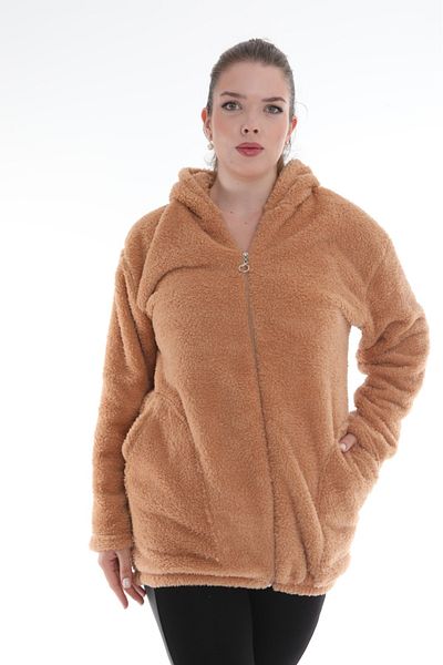 KSV Collection Καφέ βελούδινη ζακέτα Plus Size