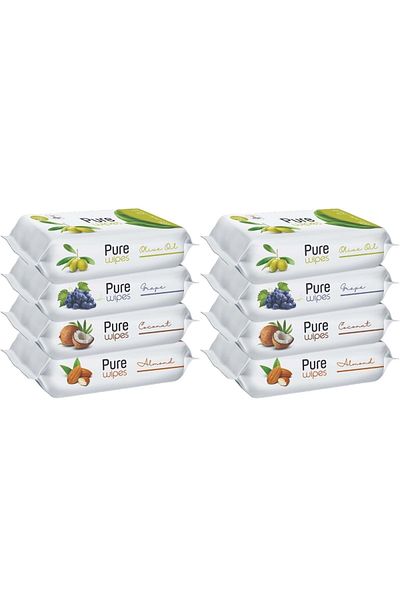 Pure Baby مناديل مبللة 50 ورقة مجموعة من 8 (400 ورقة) (فواكه)