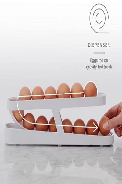 Tor Store 2 Tiers Automatic Refrigerator Egg Stand Egg Container Egg Holder (2 Pieces)