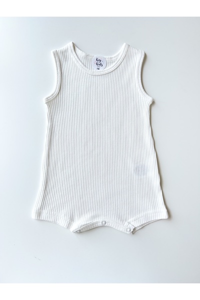 KEY KIDS White Corded Strap Romper Organic Modal Jumpsuit 50% Modal 50% Cotton