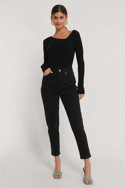 Geppetto High Waist Power Lycra Mom Jean - Women's, Black, Boyfriend Cut 2024