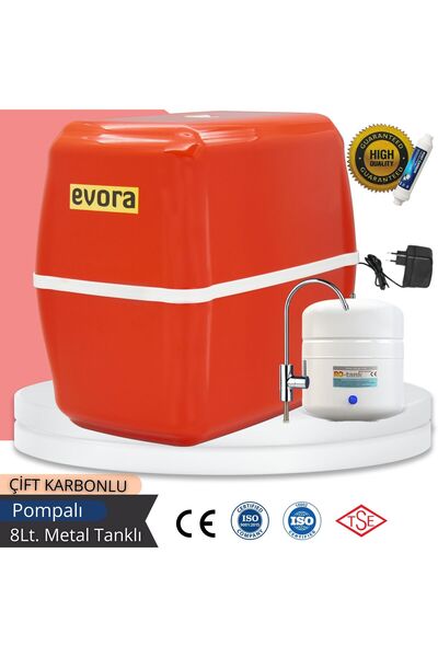 Evora 5 Filtreli 8 L Pompalı Kırmızı Kapalı Oval Kasa Su Arıtma Cihazı